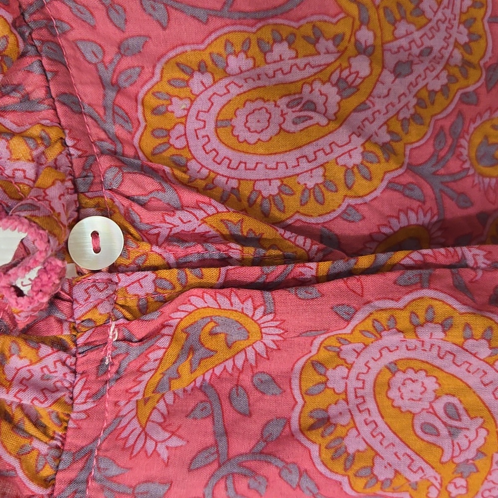 THML Pink & Mustard Paisley Ruffle Yoke Sleeveless Top - Picture 7 of 7